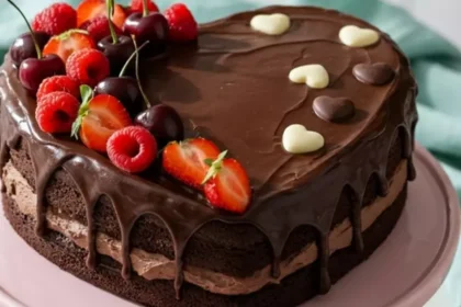 Beautifully decorated cake heart cake for special celebrations